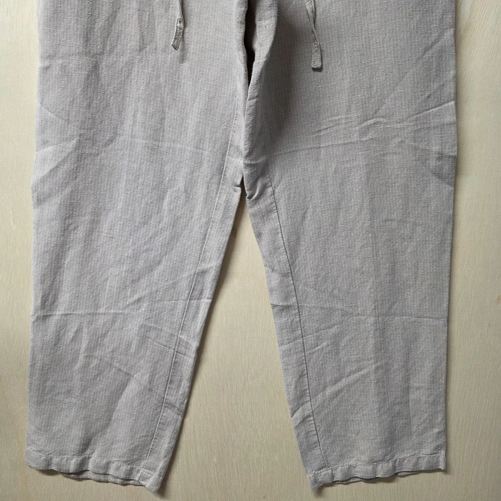 Havana Nines Womens M Taupe Linen Rayon Pull On Casual Beach Pants